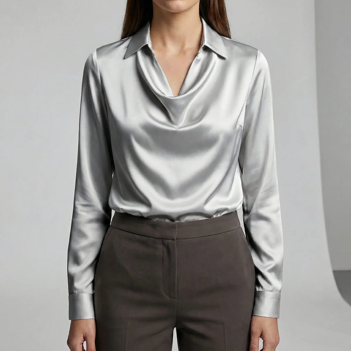 Gedrapeerde blouse met lange mouwen - Ceylin