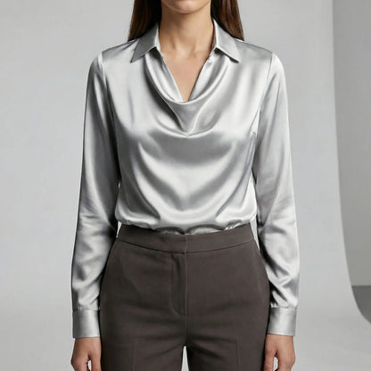 Gedrapeerde blouse met lange mouwen - Ceylin