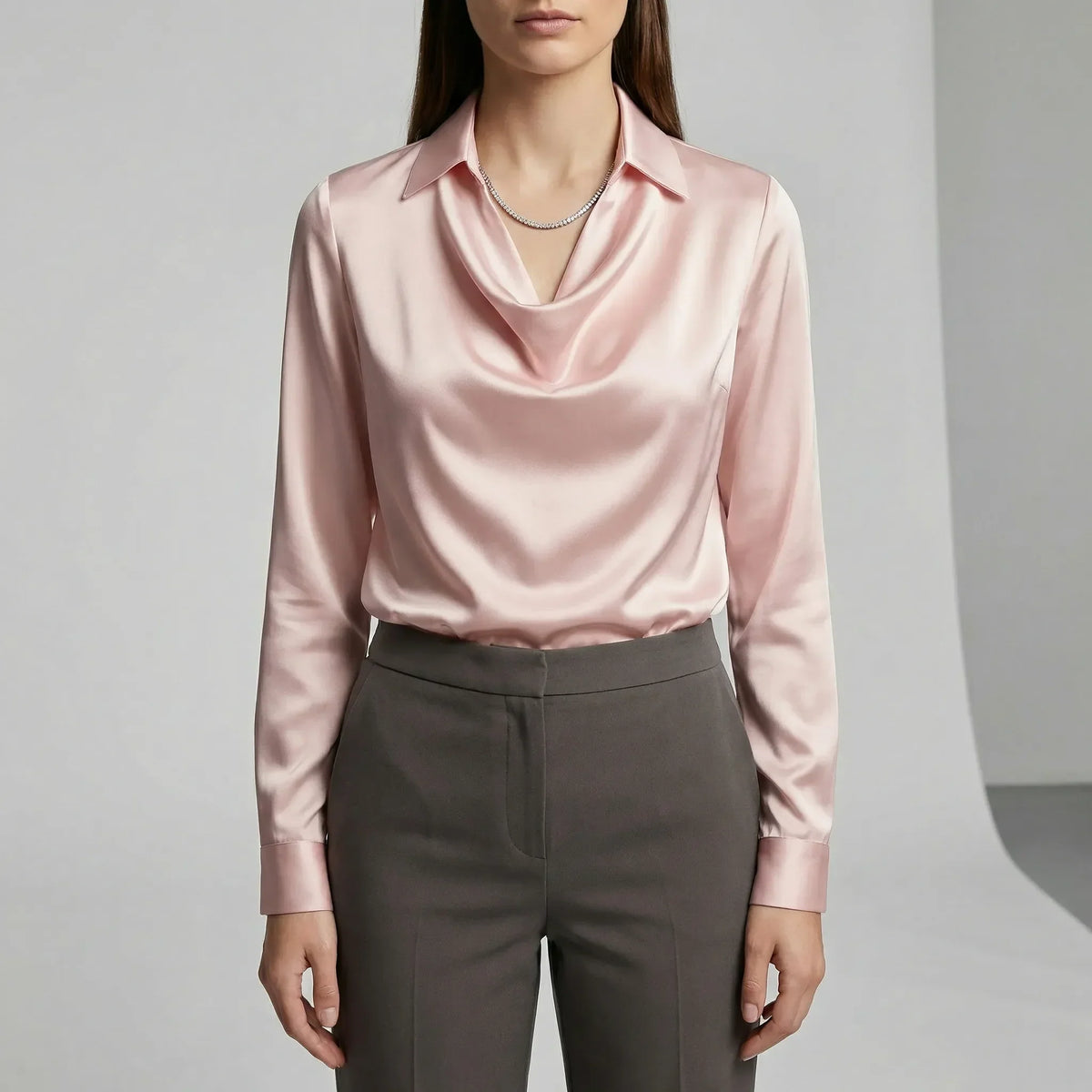 Gedrapeerde blouse met lange mouwen - Ceylin