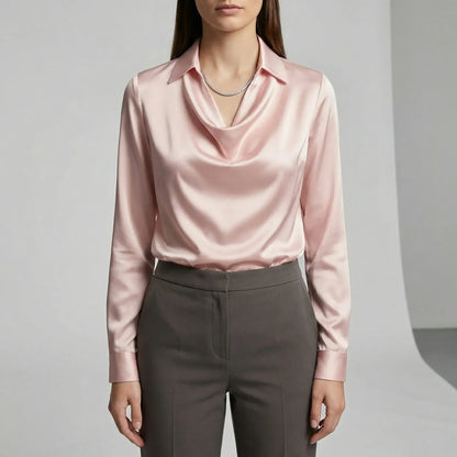 Gedrapeerde blouse met lange mouwen - Ceylin