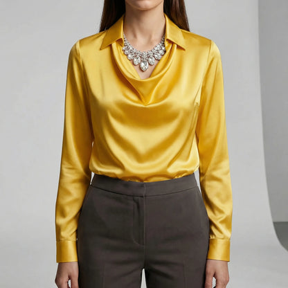 Gedrapeerde blouse met lange mouwen - Ceylin