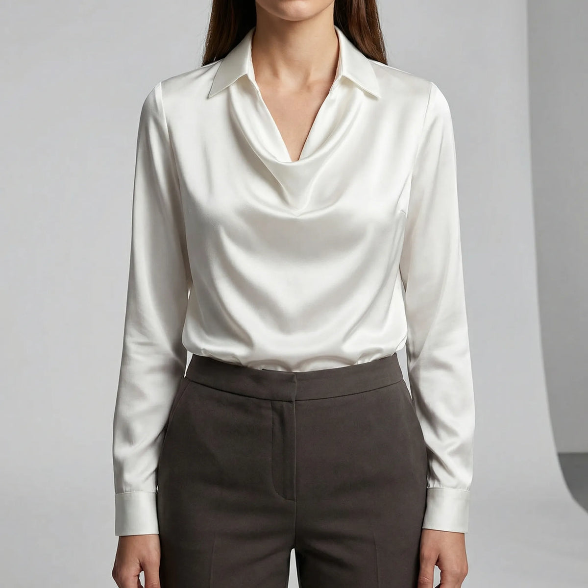Gedrapeerde blouse met lange mouwen - Ceylin