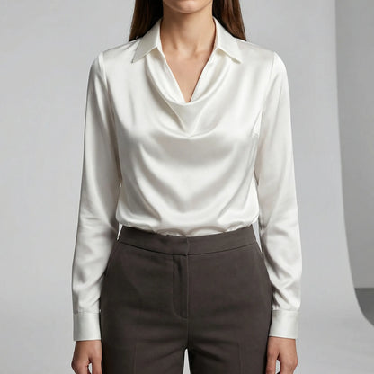 Gedrapeerde blouse met lange mouwen - Ceylin
