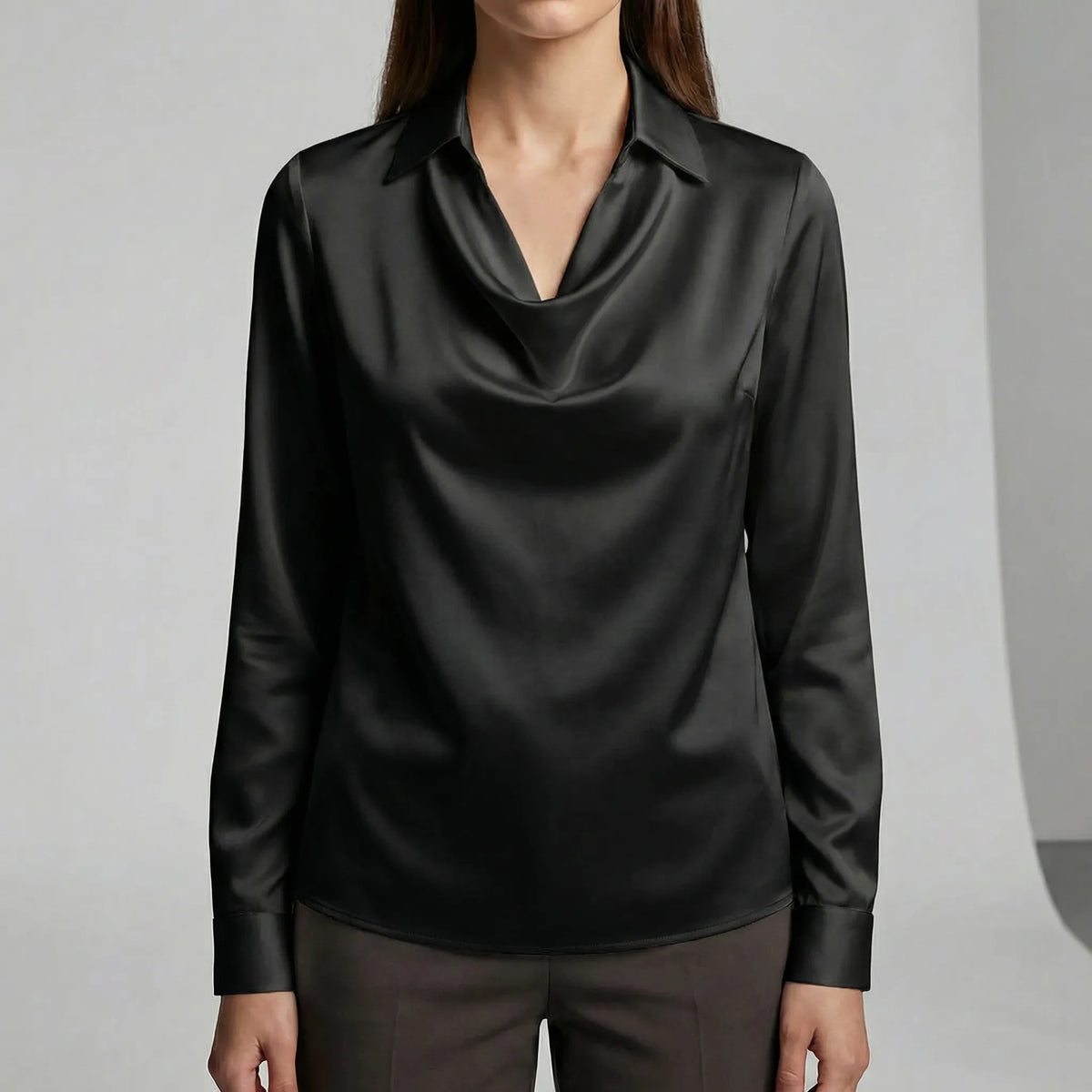 Gedrapeerde blouse met lange mouwen - Ceylin