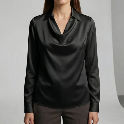 Gedrapeerde blouse met lange mouwen - Ceylin