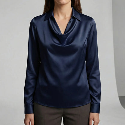 Gedrapeerde blouse met lange mouwen - Ceylin