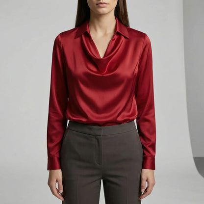 Gedrapeerde blouse met lange mouwen - Ceylin