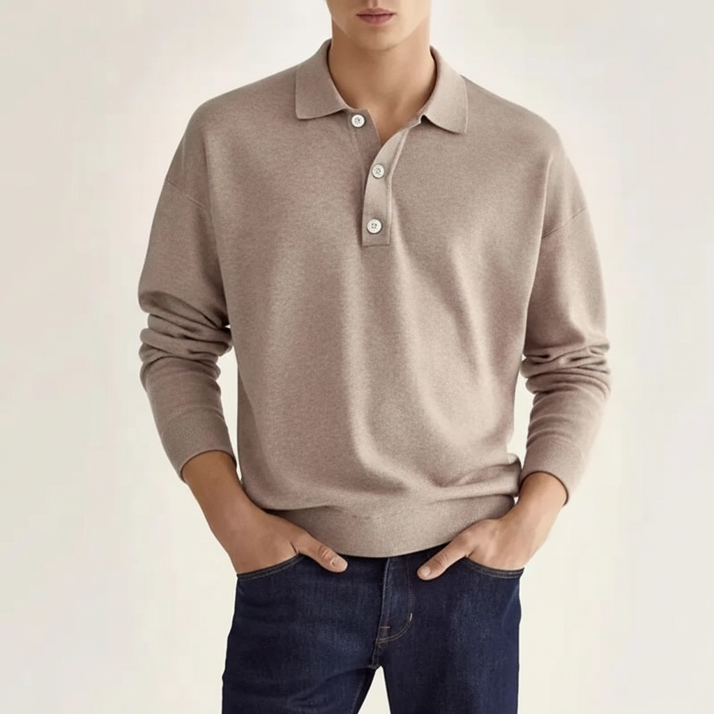 Langarm Poloshirt Voor Heren - Oskar