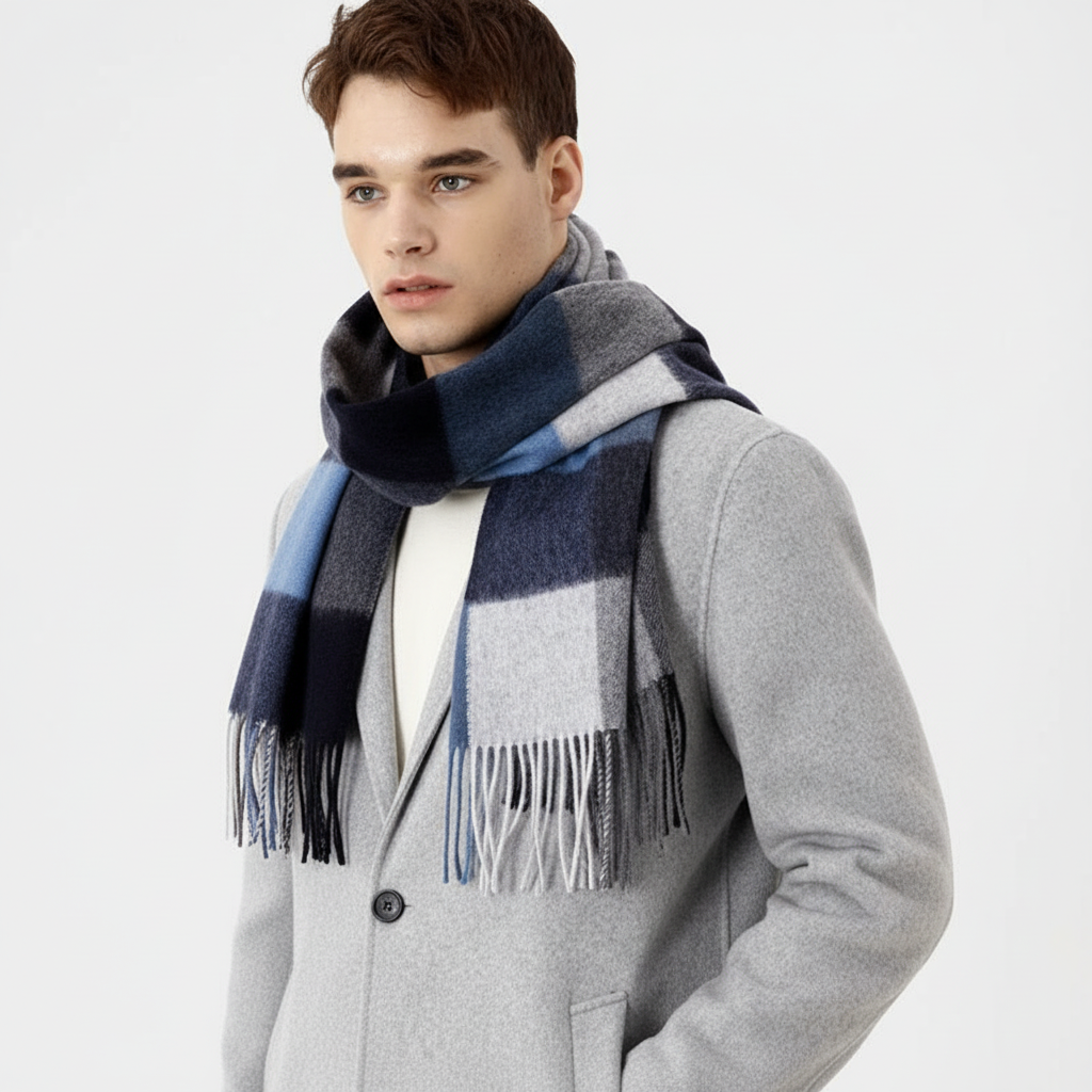 Lange wollen sjaal met ruitjespatroon - Cozyloom