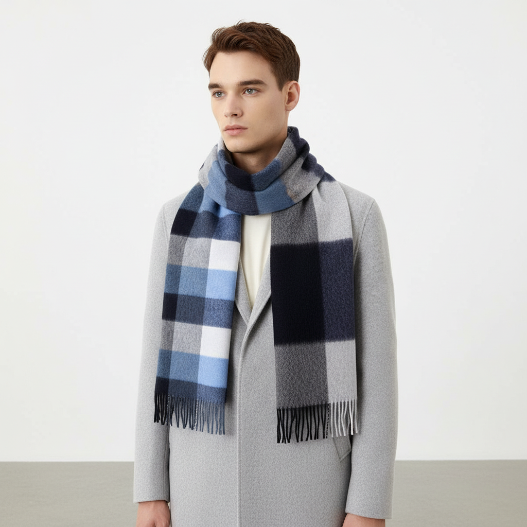 Lange wollen sjaal met ruitjespatroon - Cozyloom