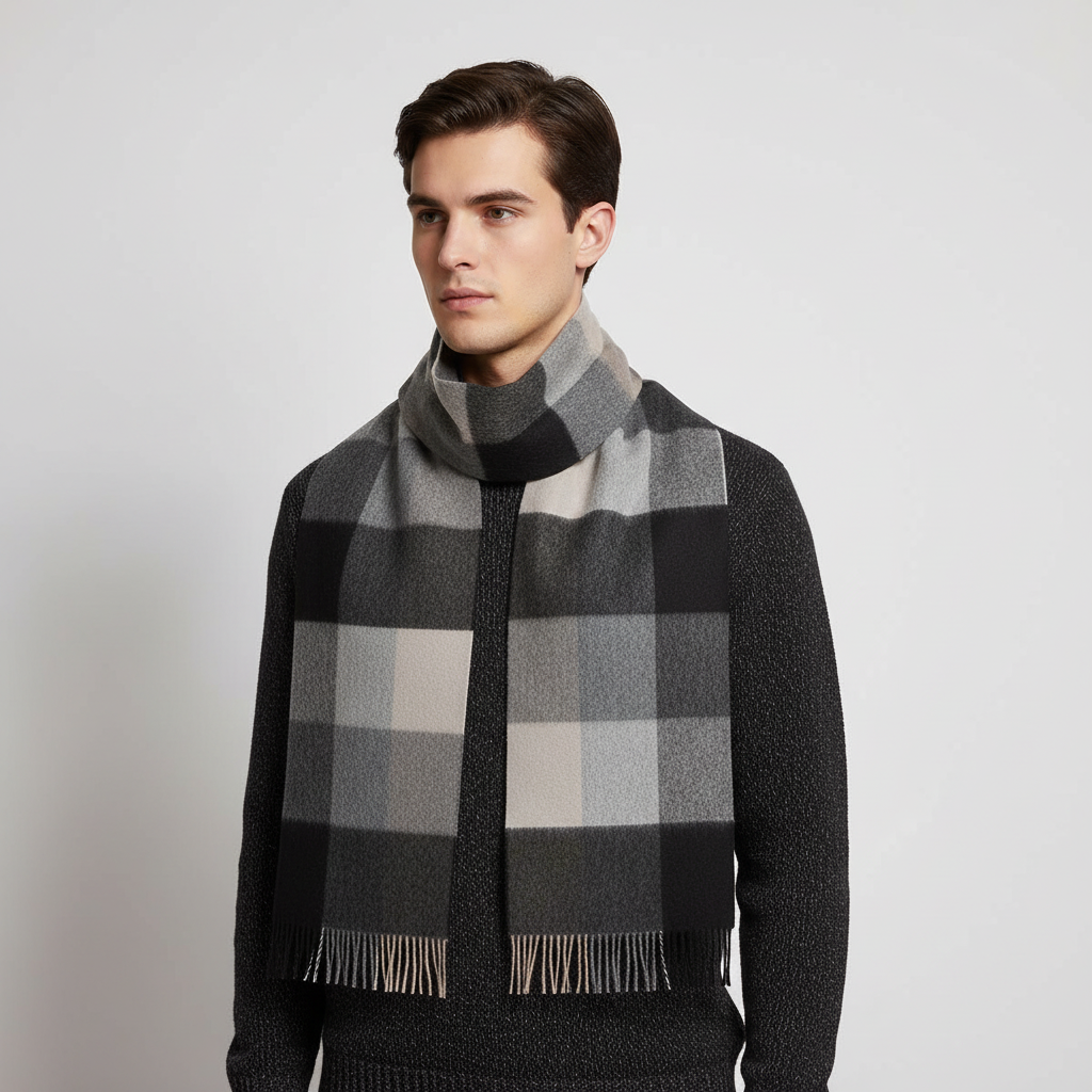 Lange wollen sjaal met ruitjespatroon - Cozyloom
