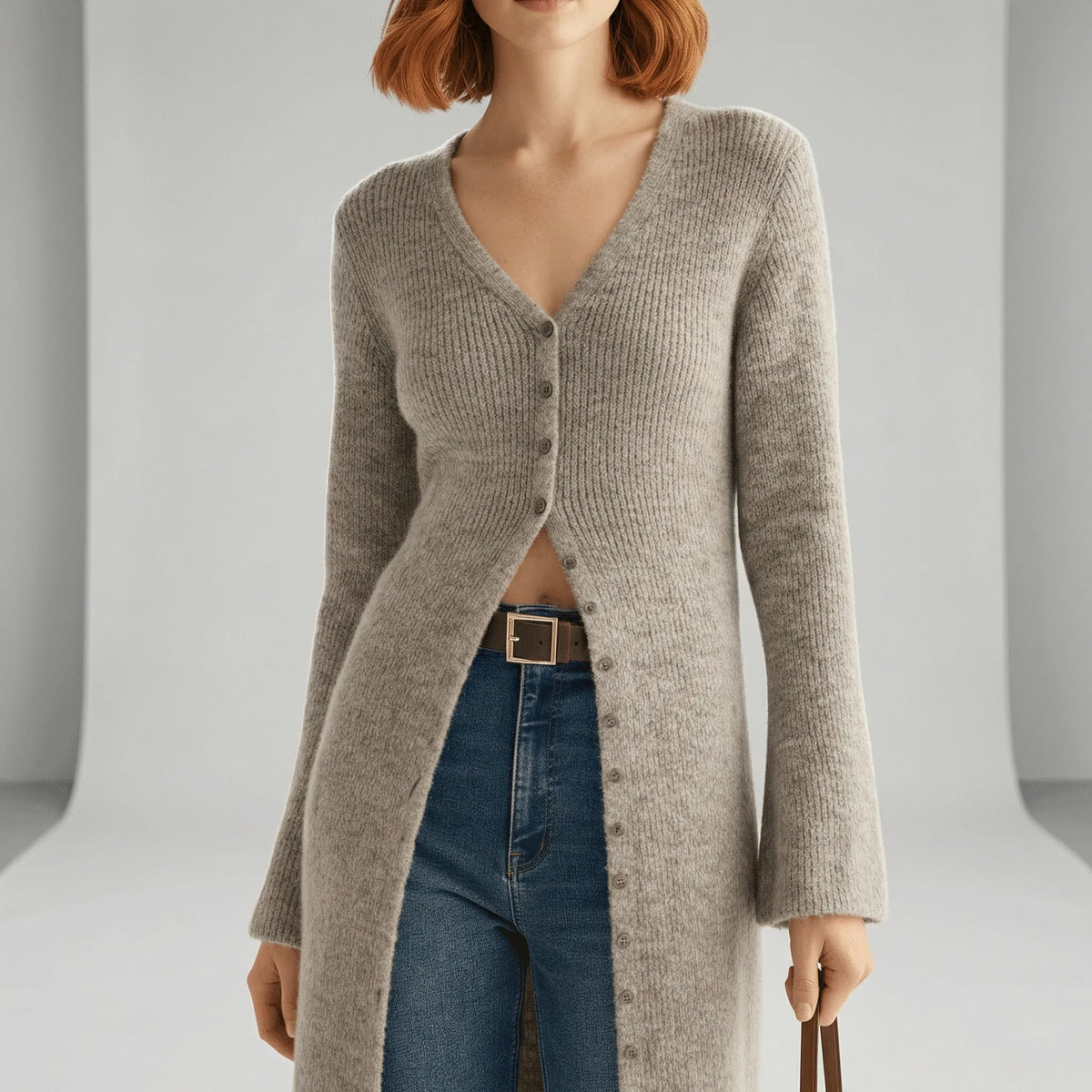 Longline-cardigan met knoopsluiting - Lisann