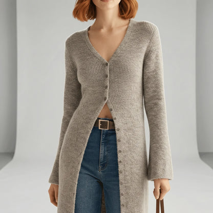 Longline-cardigan met knoopsluiting - Lisann