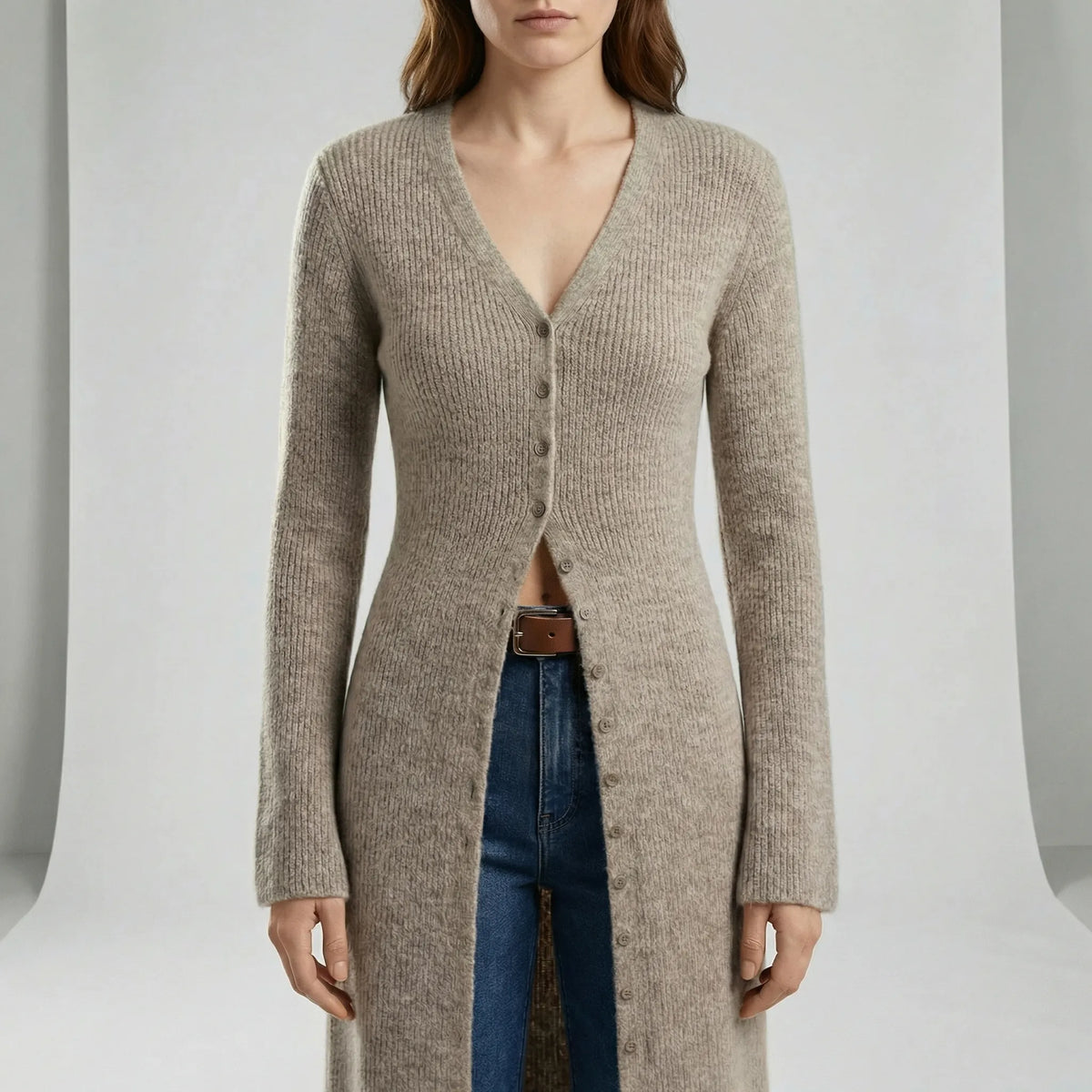 Longline-cardigan met knoopsluiting - Lisann
