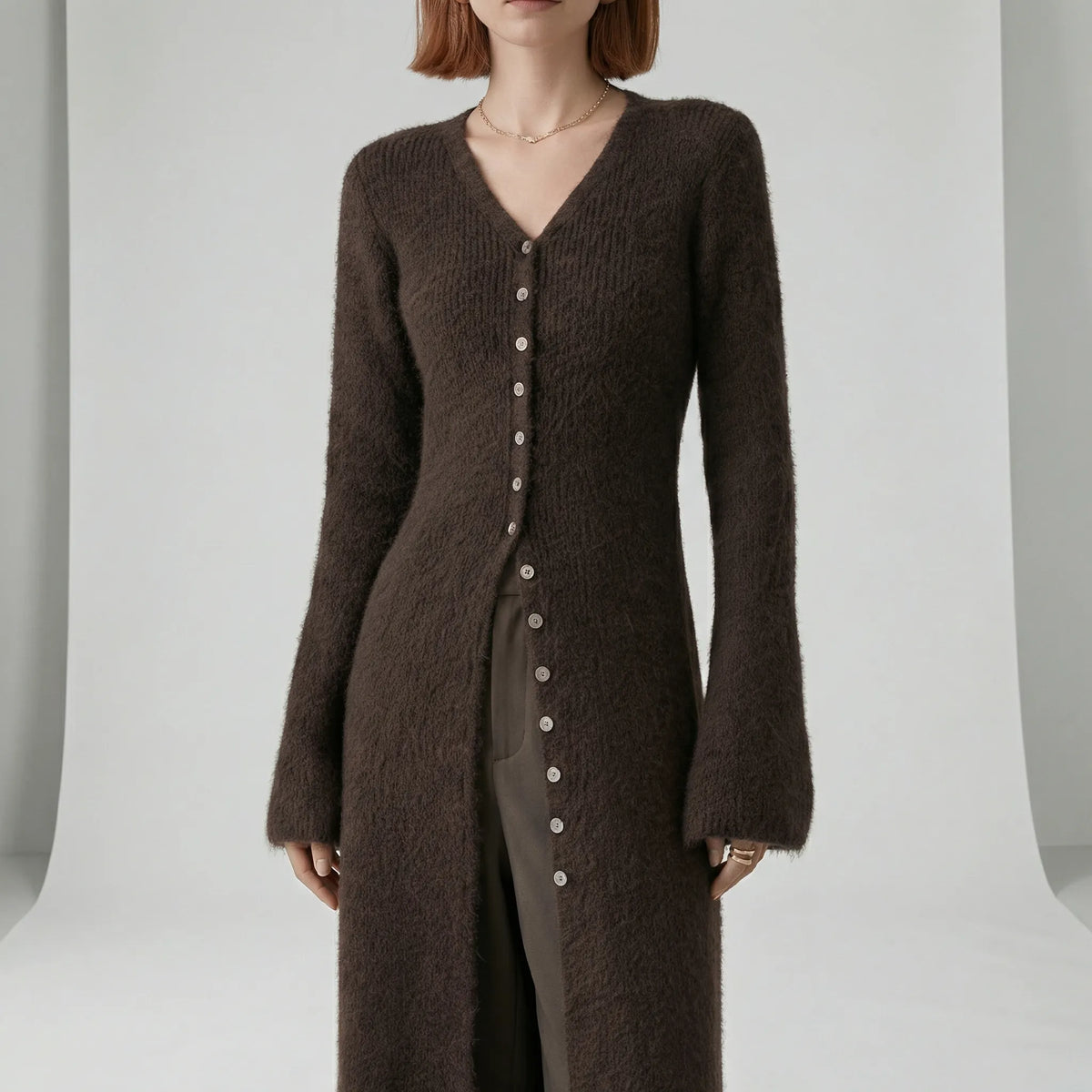 Longline-cardigan met knoopsluiting - Lisann