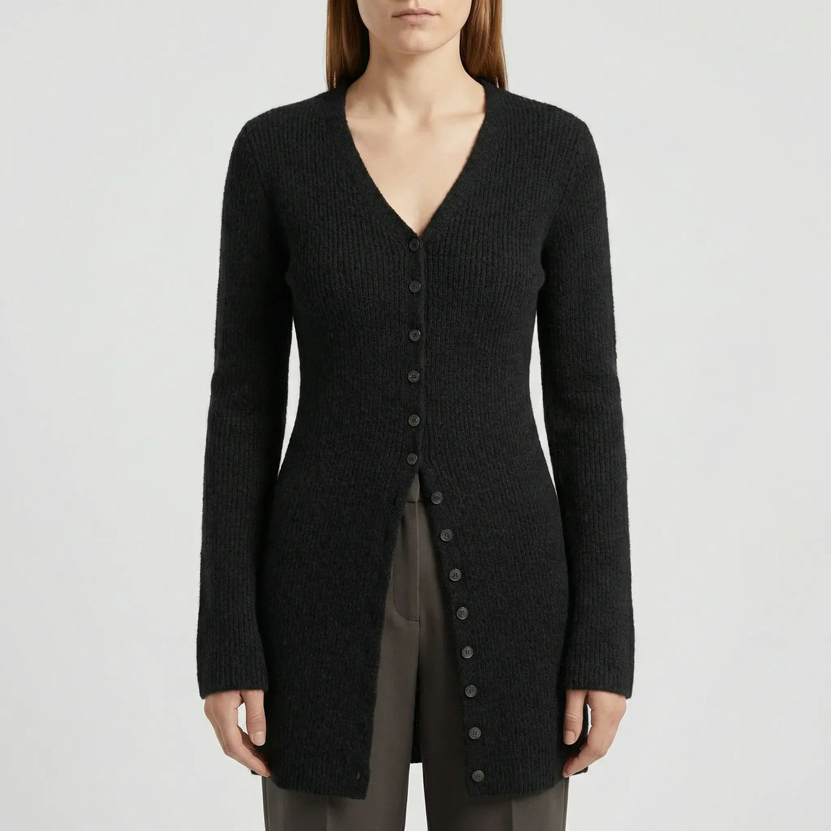 Longline-cardigan met knoopsluiting - Lisann
