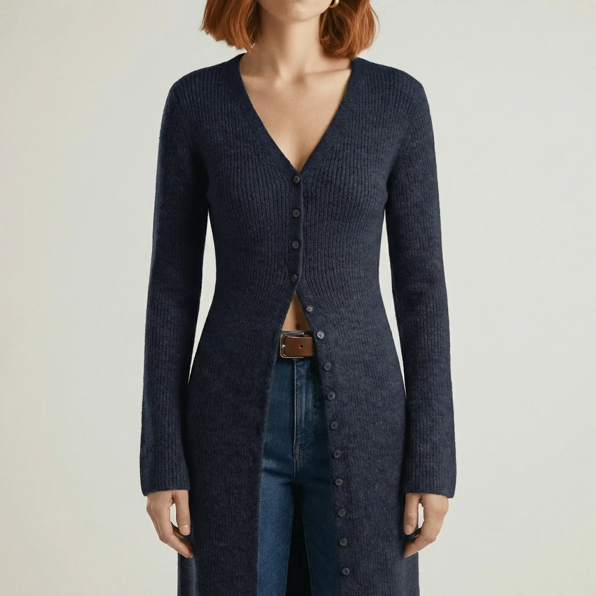Longline-cardigan met knoopsluiting - Lisann