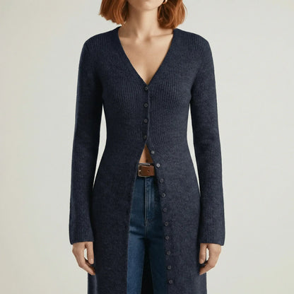 Longline-cardigan met knoopsluiting - Lisann