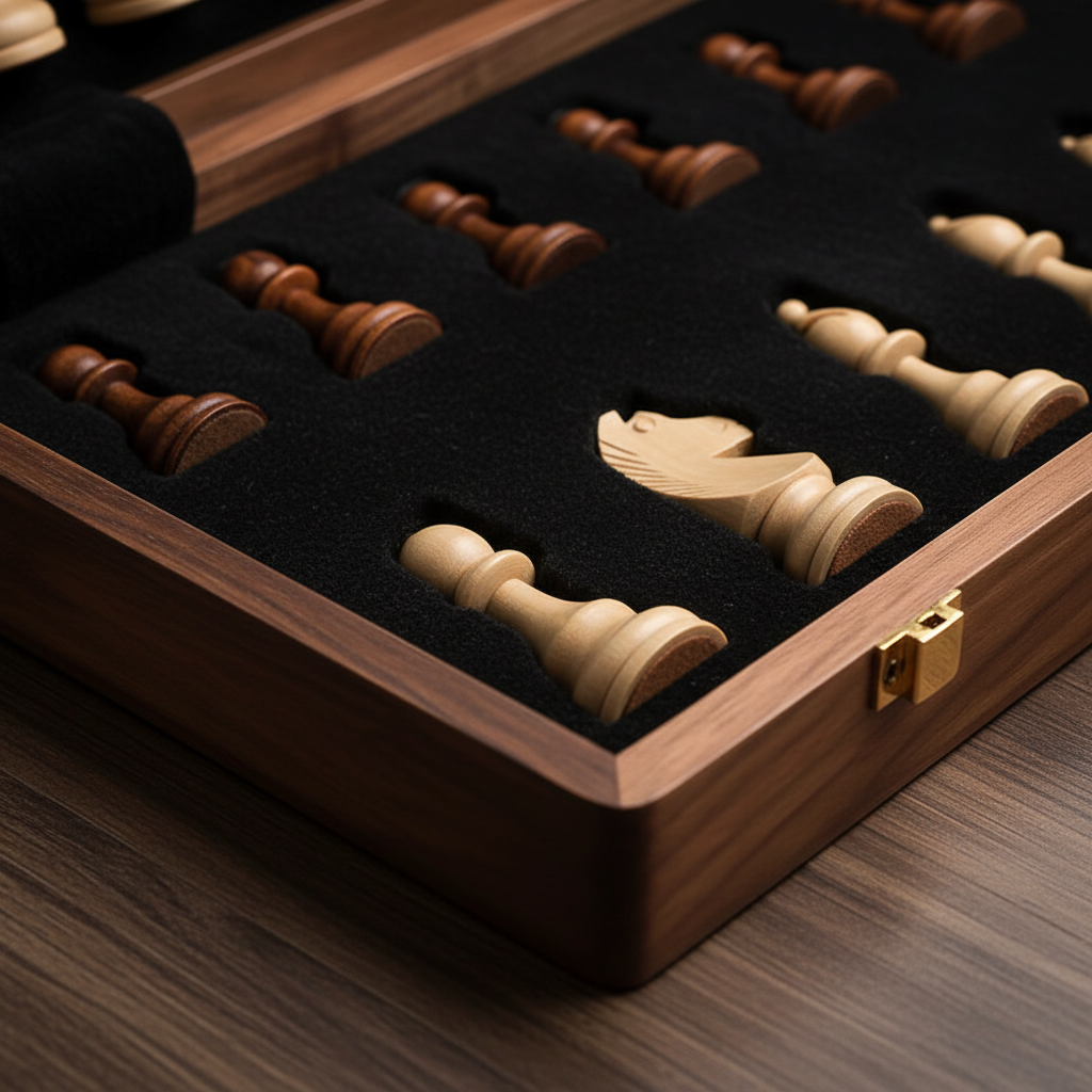 Massief houten reis schaakset - Woodduelor