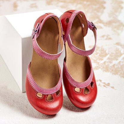 Open sandalen met middelhoge blokhak en teenuitsnijding - Jenna