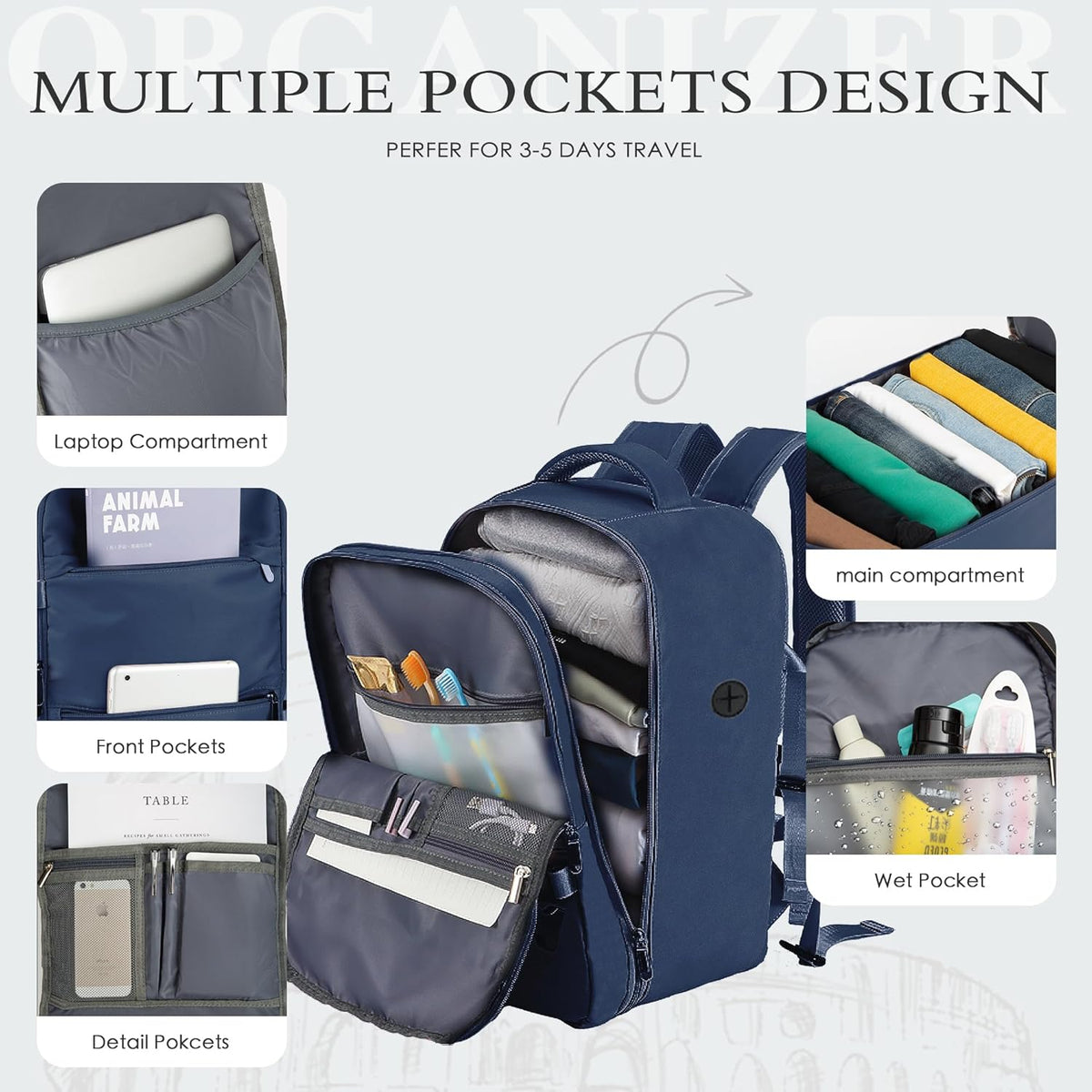 Reisrugzak met laptopvak - Handbagage