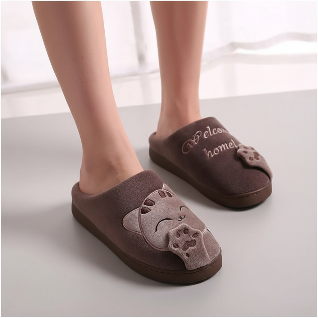 Pluche Warme Huizen Slippers - SnugPurr