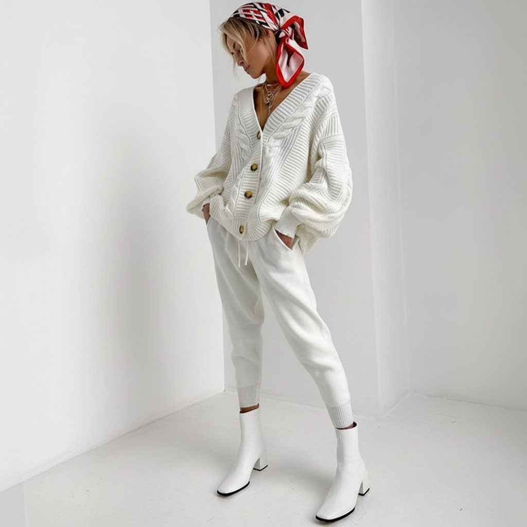 Rippenstrik Cardigan Met Knopsluiting - Naomi