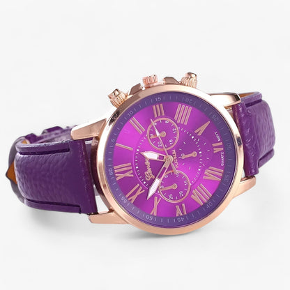 Luxe Waterdicht Dameshorloge met Leren Band – Camille