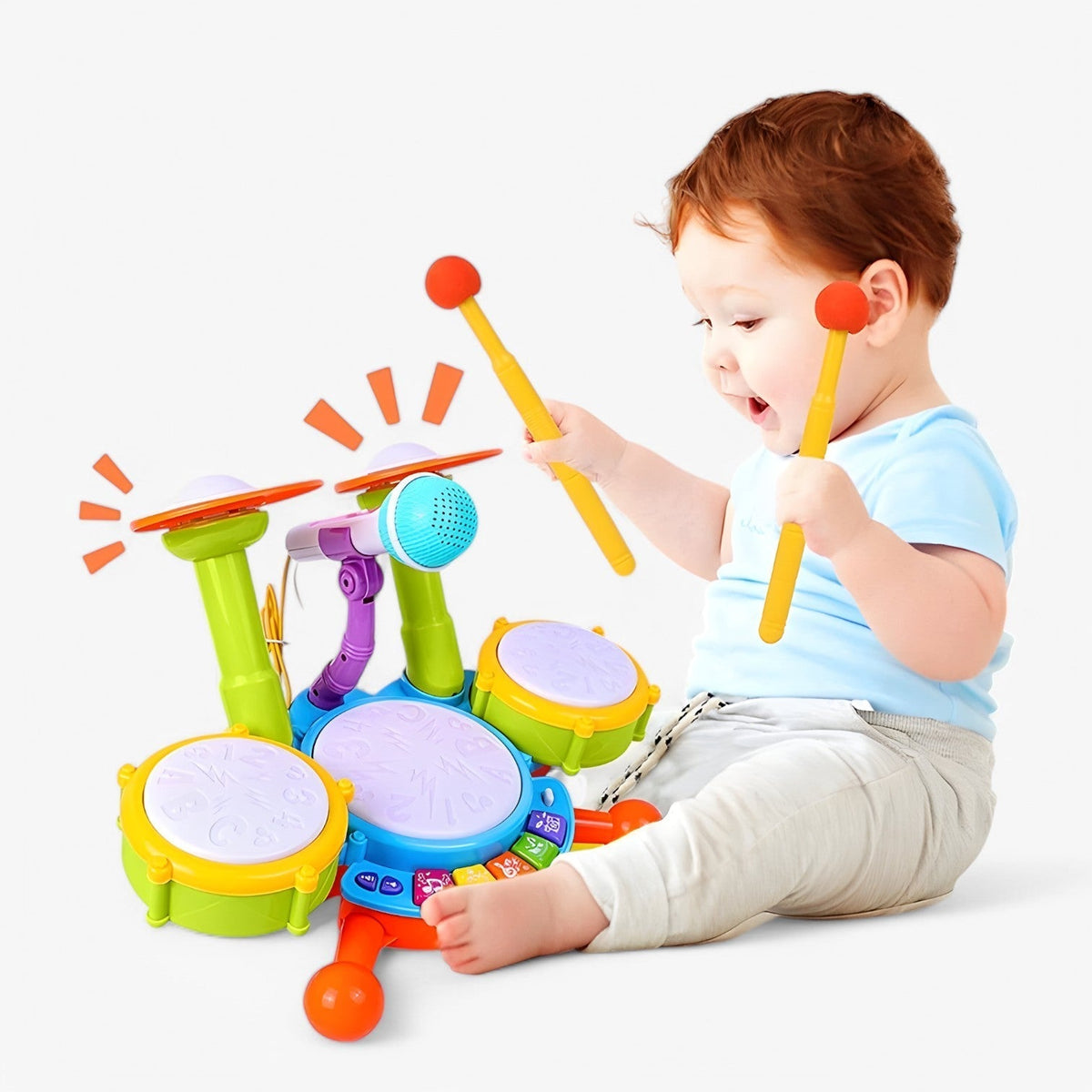 Interactief leer-drumstel met microfoon voor peuters – RhythmusSpaß Mini