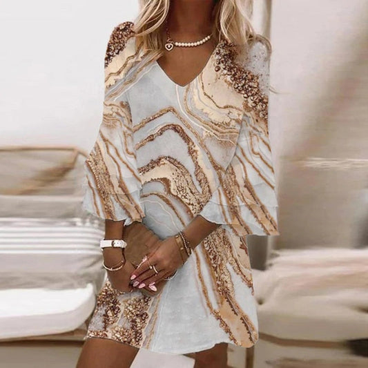 Women Fashion Flare Sleeve Dress