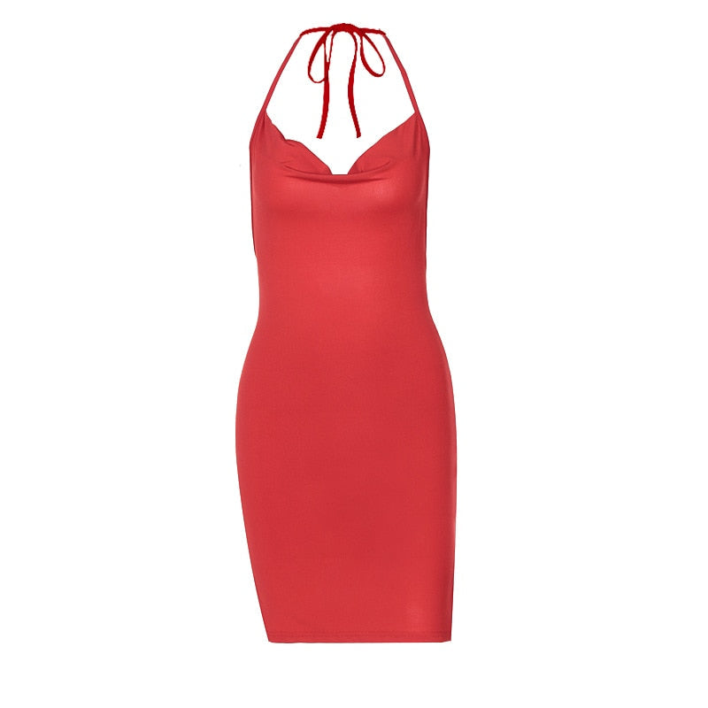 Women Satin Backless Dress