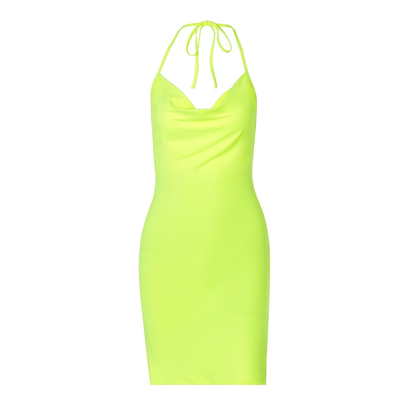 Women Satin Backless Dress