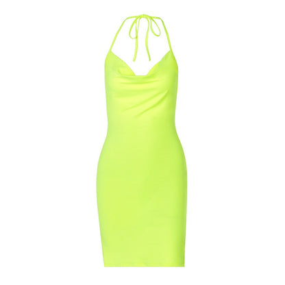 Women Satin Backless Dress