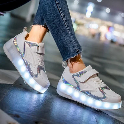 Rollschaatsen voor kinderen met LED-verlichting en afneembare wielen.