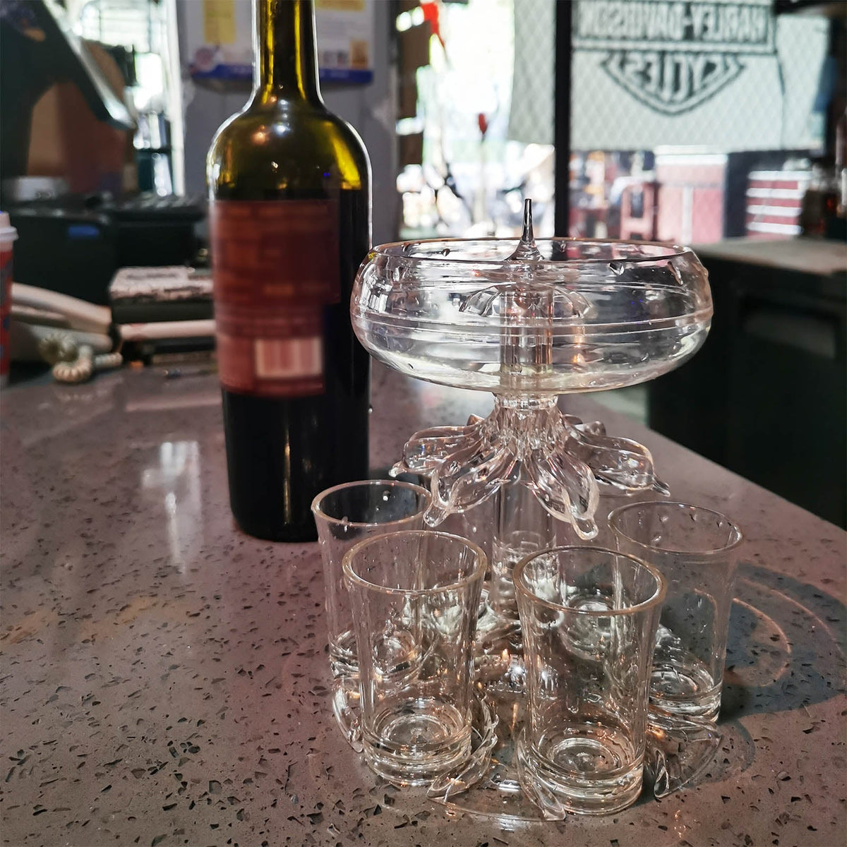 Liquor Dispenser 6 Shot Glass Wine Whisky Beer Dispenser