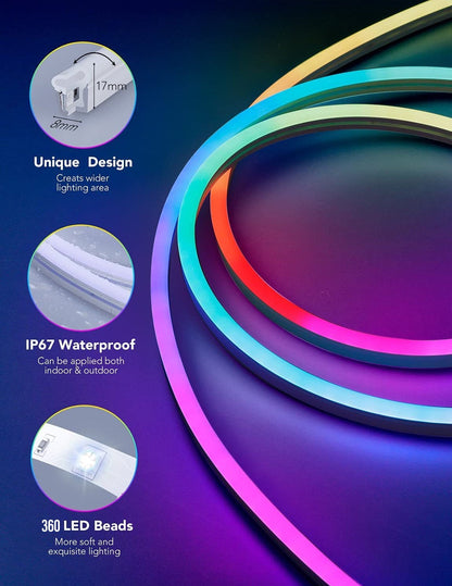LED Neon Light with WIFI Neon Rope Light DIY Light Bar APP Control Music Sync TV Backlight Game Living Room Bedroom Decoration