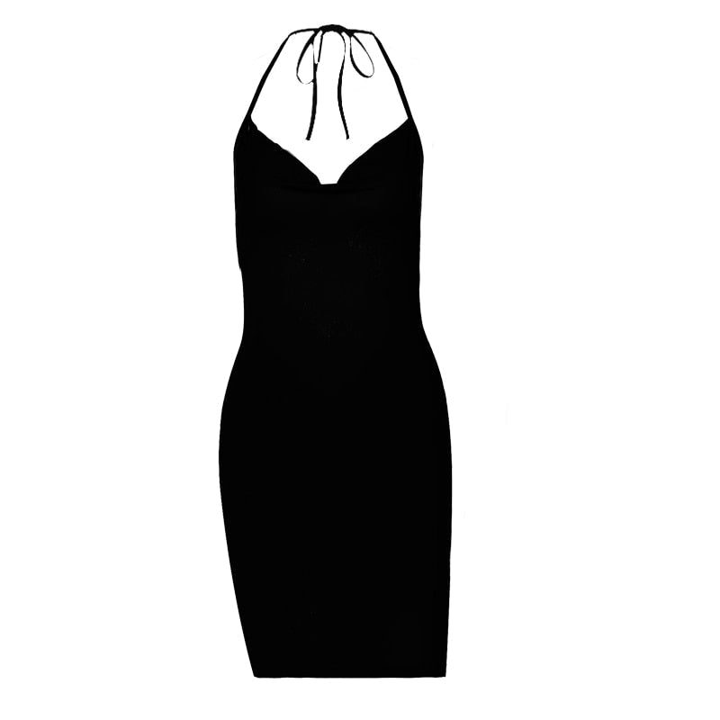 Women Satin Backless Dress