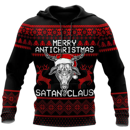 Christmas Skull Print Hooded Sweatshirts Fashion Jacket Pullover
