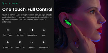 Air Pods With Light Control Bluetooth RGB Headphones