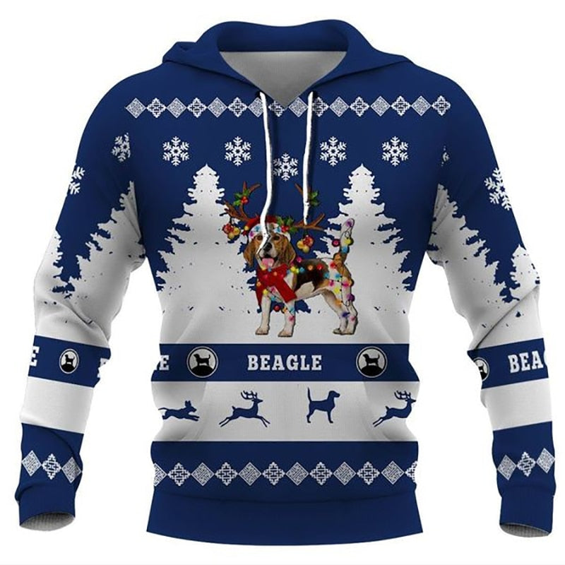 Christmas Skull Print Hooded Sweatshirts Fashion Jacket Pullover