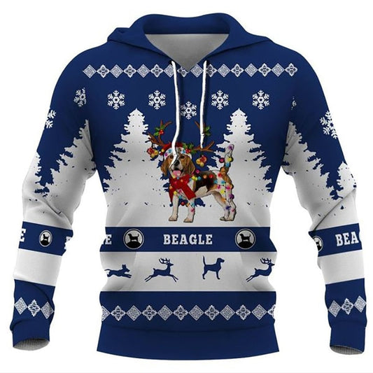 Christmas Skull Print Hooded Sweatshirts Fashion Jacket Pullover