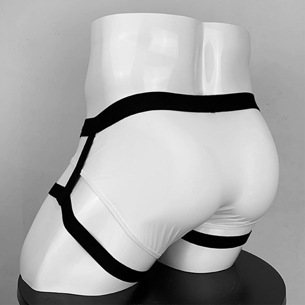 Men Jockstrap Breathable Soft U Convex Underwear Backless Briefs Underpants Thong High Elastic Bikini Slip Homme With Garter