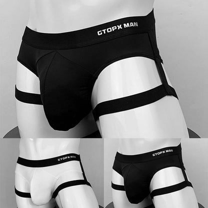 Men Jockstrap Breathable Soft U Convex Underwear Backless Briefs Underpants Thong High Elastic Bikini Slip Homme With Garter