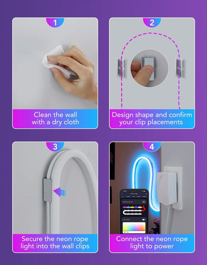 LED Neon Light with WIFI Neon Rope Light DIY Light Bar APP Control Music Sync TV Backlight Game Living Room Bedroom Decoration