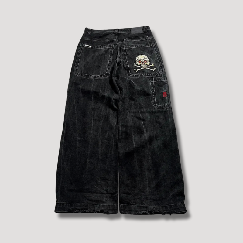 Zwarte Baggy Jeans met Hoge Taille – Raven