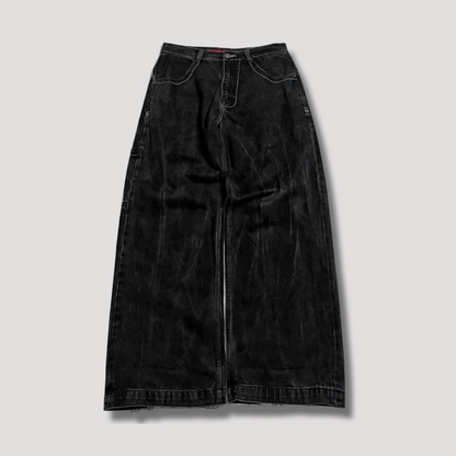 Zwarte Baggy Jeans met Hoge Taille – Raven