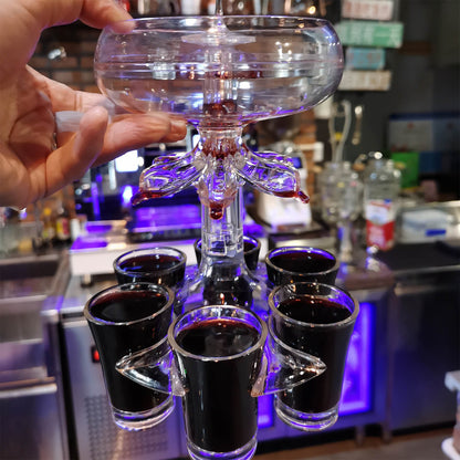 Liquor Dispenser 6 Shot Glass Wine Whisky Beer Dispenser