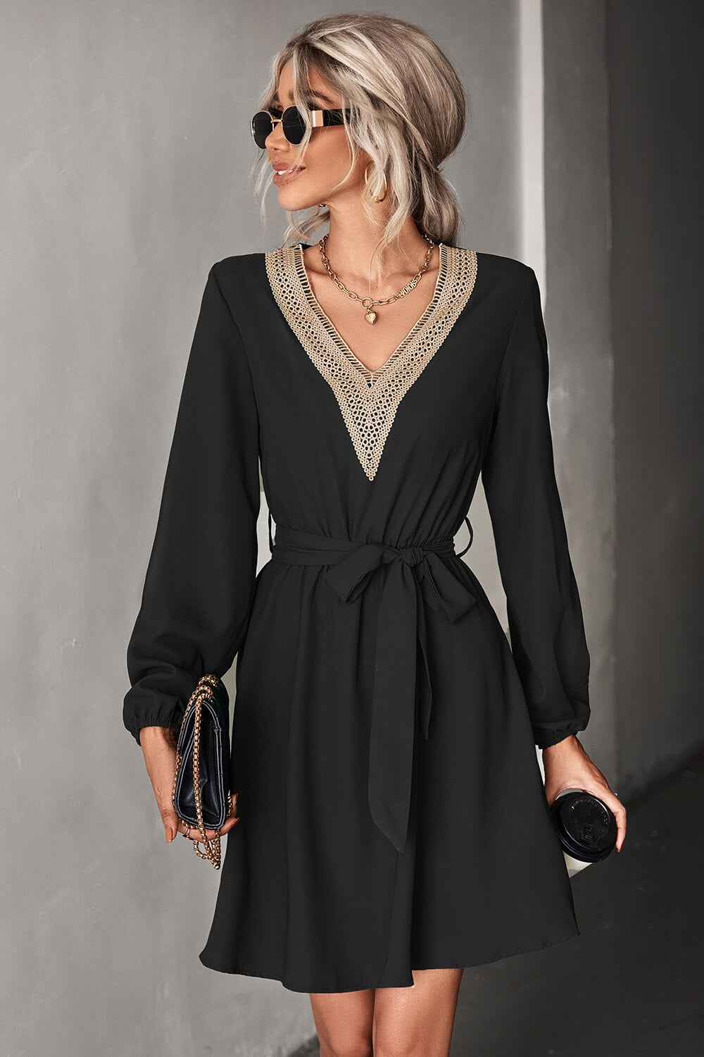 Elegant Lace Stitching Dress