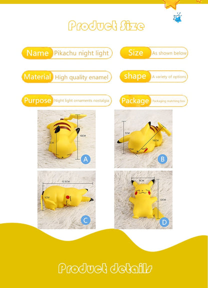 Pokemon Pikachu Night Light Glowing Children Toy Pokemon Pikachu Cute Bedside Lamp Children's Birthday Christmas Present