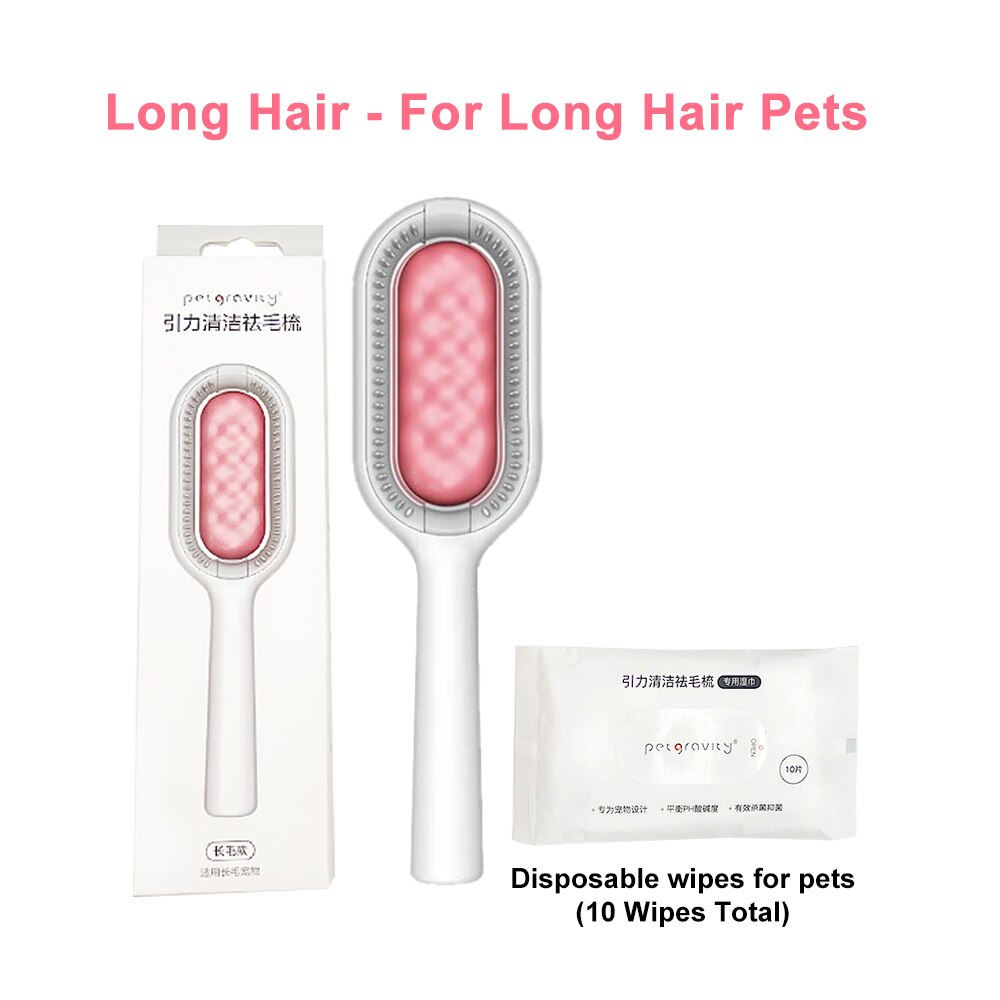 Pet Cat Grooming Brush Dog Comb Hair Removes Massages Pet Hair Comb with Cleaning Wipes for Long Short Hair Dogs Pet Products